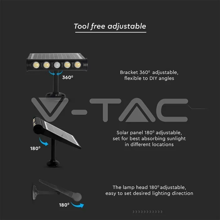V-TAC VT-6849 8W LED Соларна Стенна Лампа 4000К