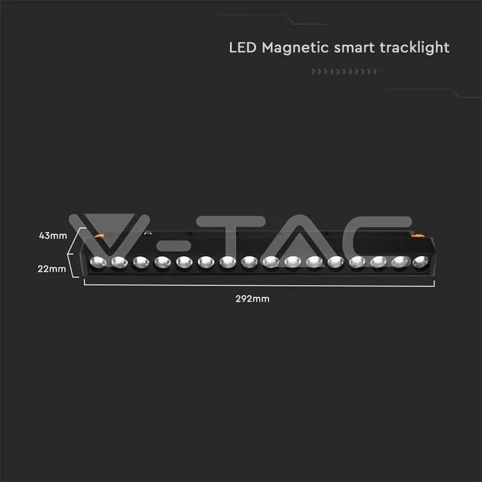 V-TAC VT-6884 14W LED Магнитно Релсово SMART Тяло Черно 3 в 1