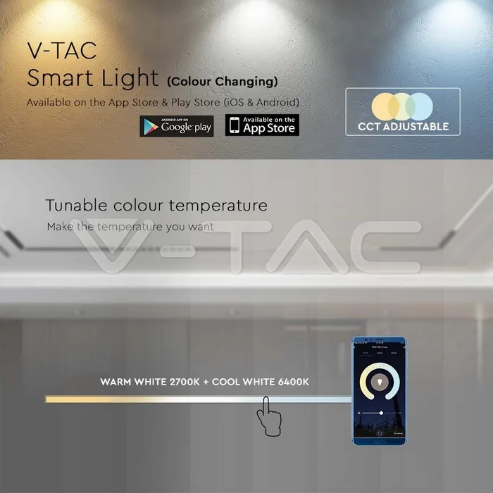 V-TAC VT-6886 10W LED Магнитно Релсово SMART Тяло Черно 3 в 1