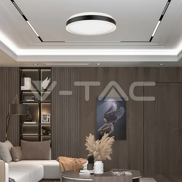 V-TAC VT-6908 LED Осветител 38W Кръг за Таван Черна Рамка 4000K