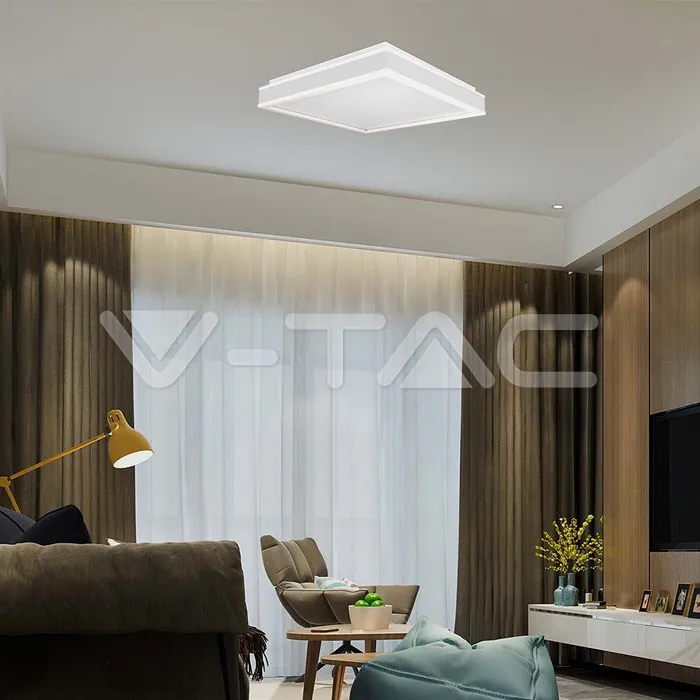 V-TAC VT-6915 LED Осветител 38W Плафон 4000K Квадрат Бяла Рамка