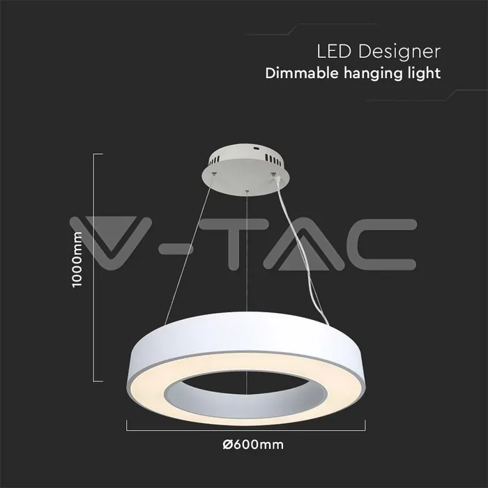 V-TAC VT-6958 LED Осветител 50W Висящ Димиращ 4000K Бял