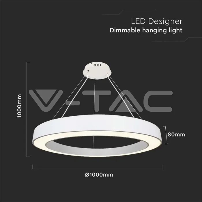 V-TAC VT-6962 LED Осветител 90W Висящ Димиращ 4000K Бял