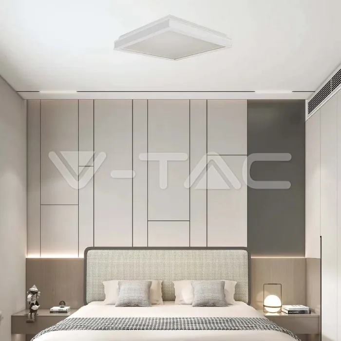 V-TAC VT-6991 LED Осветител 18W Квадрат за Таван Бяла Рамка 4000K Димиращ