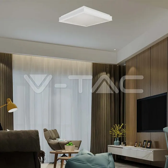 V-TAC VT-6991 LED Осветител 18W Квадрат за Таван Бяла Рамка 4000K Димиращ