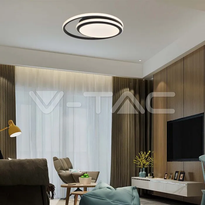 V-TAC VT-6994 LED Осветител 24W Плафон 4000К Черен Двоен Кръг