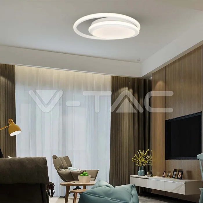 V-TAC VT-6995 LED Осветител 24W Плафон 4000К Бял Двоен Кръг