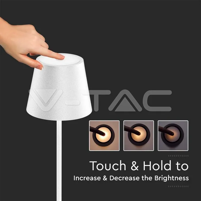 V-TAC VT-7007 4W LED Настолна Лампа Презаредима Бяла 3000K IP54