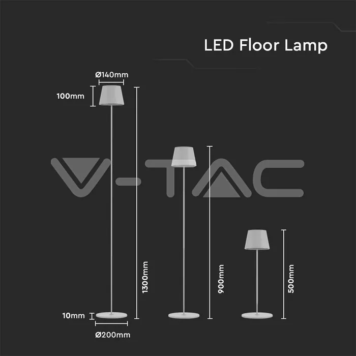 V-TAC VT-7007 4W LED Настолна Лампа Презаредима Бяла 3000K IP54