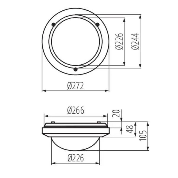 Kanlux 7015 Плафониера със сменяем източник на светлина MARC DL E27 220V IP54