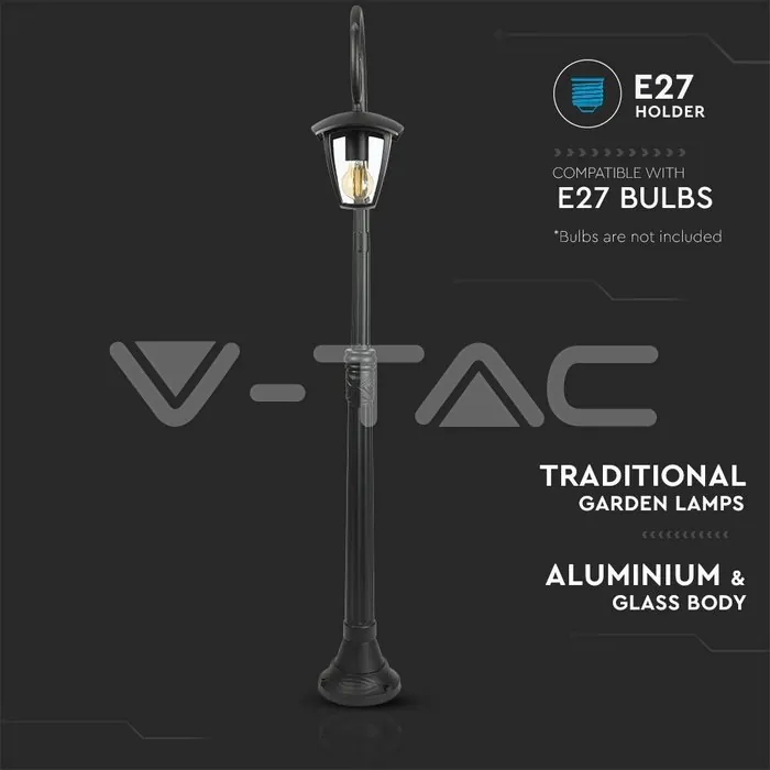 V-TAC VT-7060 Градиснки Лампа 1ХE27 1365мм Черен IP44