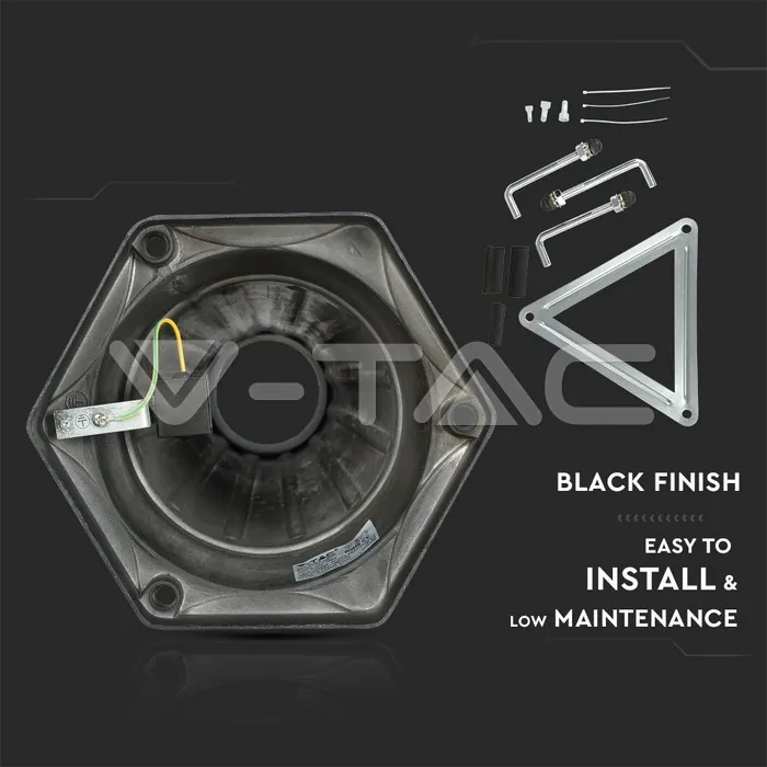 V-TAC VT-7063 Градиснки Лампа 3ХE27 1990мм Черен IP44
