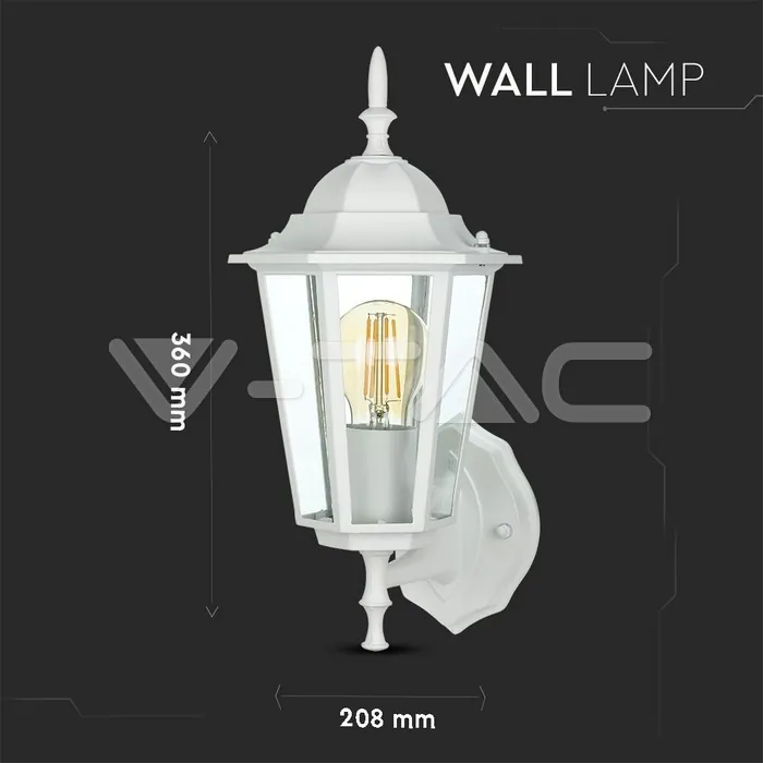 V-TAC VT-7067 Аплик за Стена E27 Бял Мат На Горе