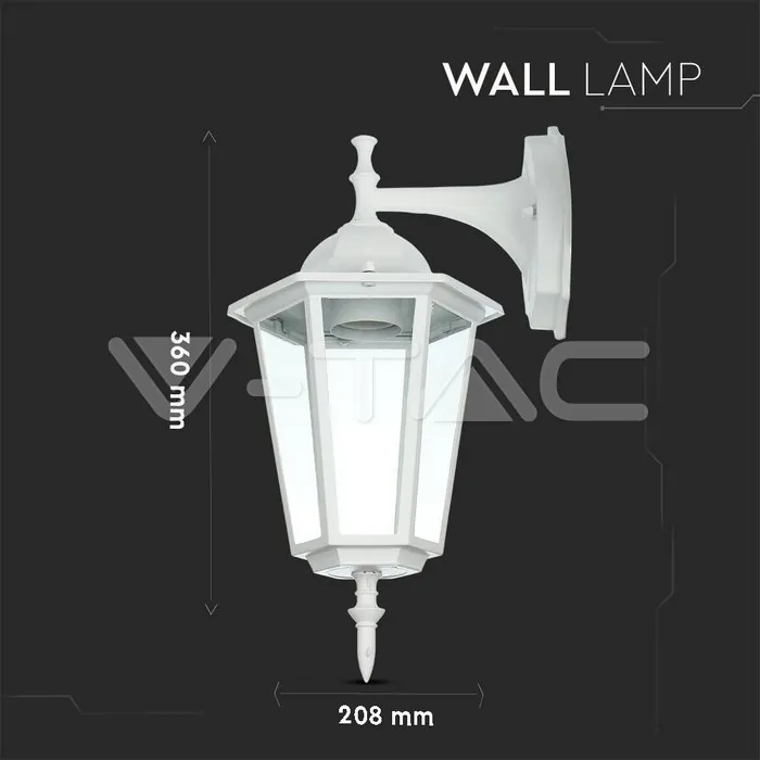 V-TAC VT-7069 Аплик за Стена E27 Бял Мат На Долу