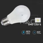 V-TAC VT-7290 LED Крушка 9W А60 Е27 3-Степенно Димиране Бяла Светлина Блистер 2 бр.