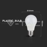 V-TAC VT-7290 LED Крушка 9W А60 Е27 3-Степенно Димиране Бяла Светлина Блистер 2 бр.