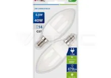 V-TAC VT-7293 LED Крушка 5.5W E14 Кендъл Бяла Светлина 2Бр/Блистер