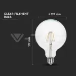 V-TAC VT-7427 LED Крушка 6W Filament E27 G125 6400K