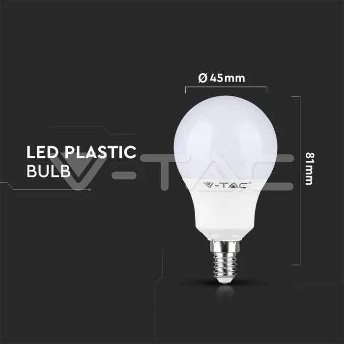 V-TAC VT-7490 LED Крушка 5.5W E14 P45 6400K CRI 95+