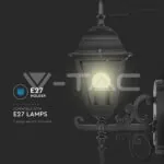 V-TAC VT-7519 Фенер за Стена Четиристен Черен Малък