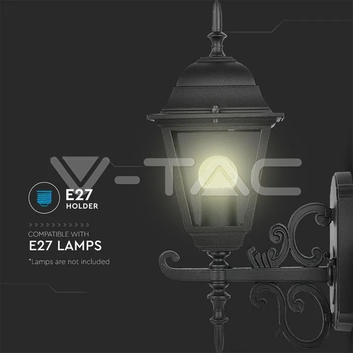 V-TAC VT-7519 Фенер за Стена Четиристен Черен Малък