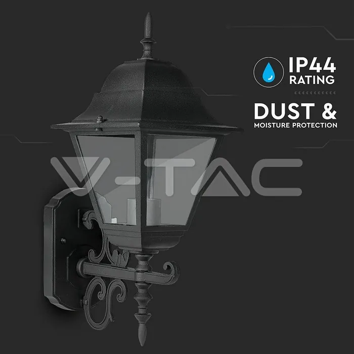 V-TAC VT-7521 Фенер за Стена Четиристен Черен Голям