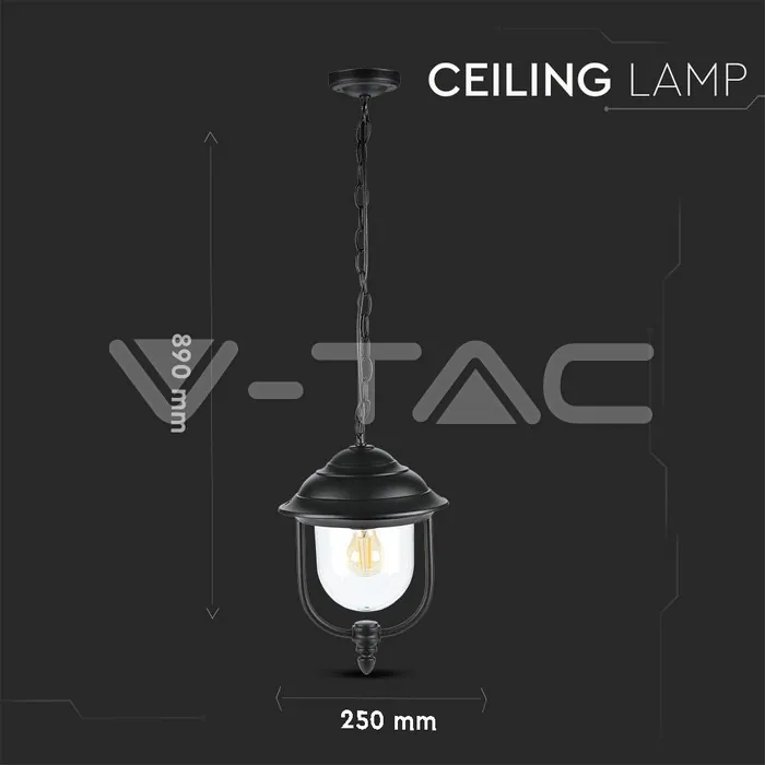 V-TAC VT-7529 Градински Фенер 1 x E27 Черен Висящ
