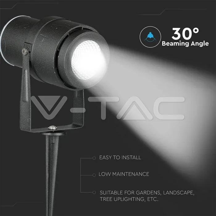 V-TAC VT-7546 12W Градинска Лампа Тип Колче Черно Тяло Зелено
