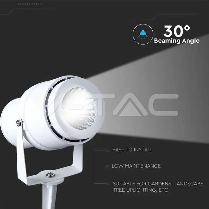 V-TAC VT-7549 12W Градинска Лампа Тип Колче Бяло Тяло Зелено