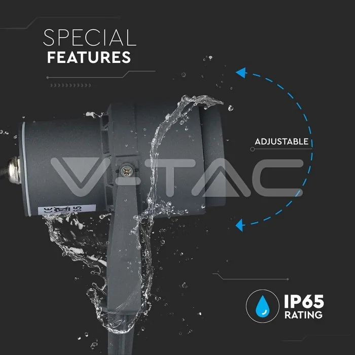 V-TAC VT-7552 12W Градинска Лампа Тип Колче Сиво Тяло Зелено