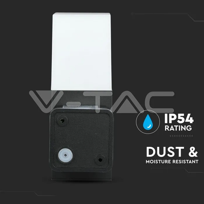 V-TAC VT-7563 GU10 Градинска Стенна Лампа Черна Квадрат IP54