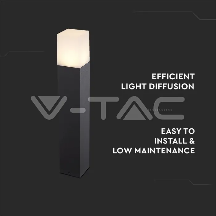 V-TAC VT-7564 GU10 Градинска Наземна Лампа Черна Квадрат 50CM IP54