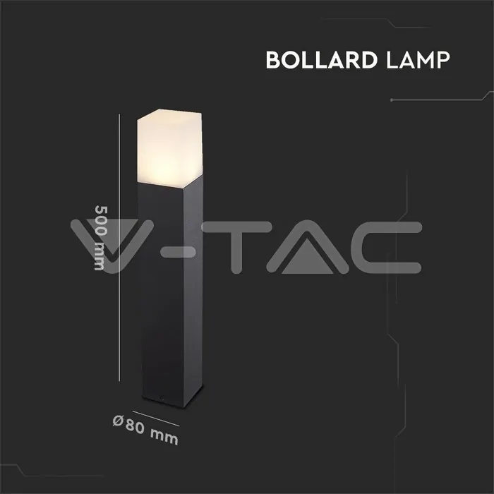 V-TAC VT-7564 GU10 Градинска Наземна Лампа Черна Квадрат 50CM IP54