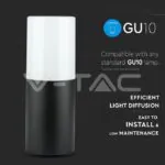 V-TAC VT-7566 GU10 Градинска Стенна Лампа Черна Цилиндър IP54