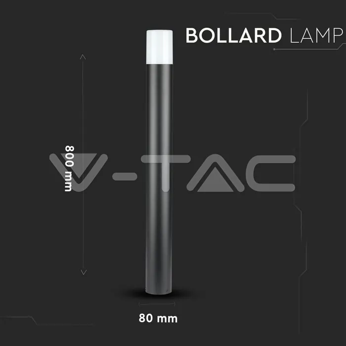 V-TAC VT-7568 GU10 Градинска Наземна Лампа Черна Цилиндър 80CM IP54