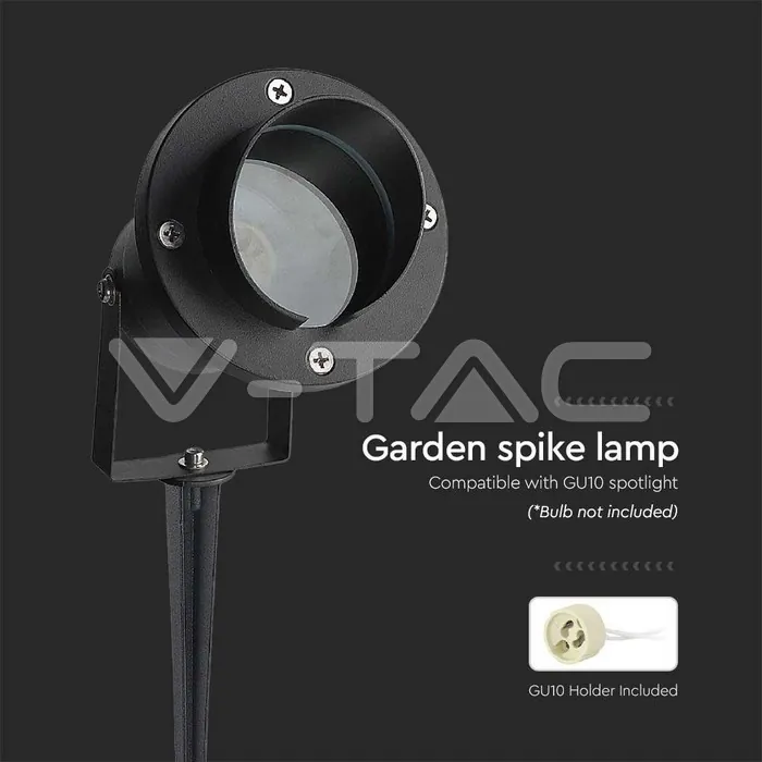 V-TAC VT-7572 GU10 Градинско Тяло Колче Черно Тяло IP65