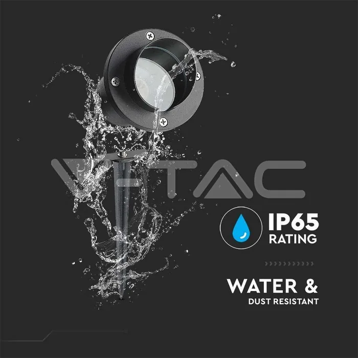 V-TAC VT-7572 GU10 Градинско Тяло Колче Черно Тяло IP65