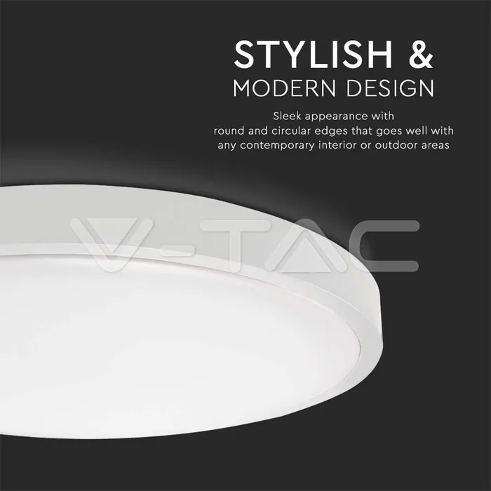 V-TAC VT-7616 18W LED Плафон Кръг Бяла Рамка 4000К IP44