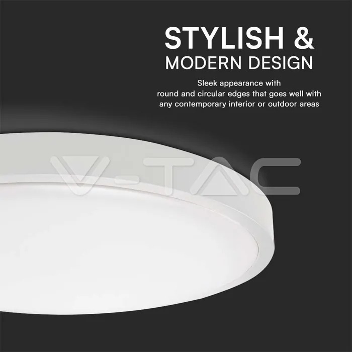 V-TAC VT-76201 24W LED Плафон Кръг Бяла Рамка 6400К IP44