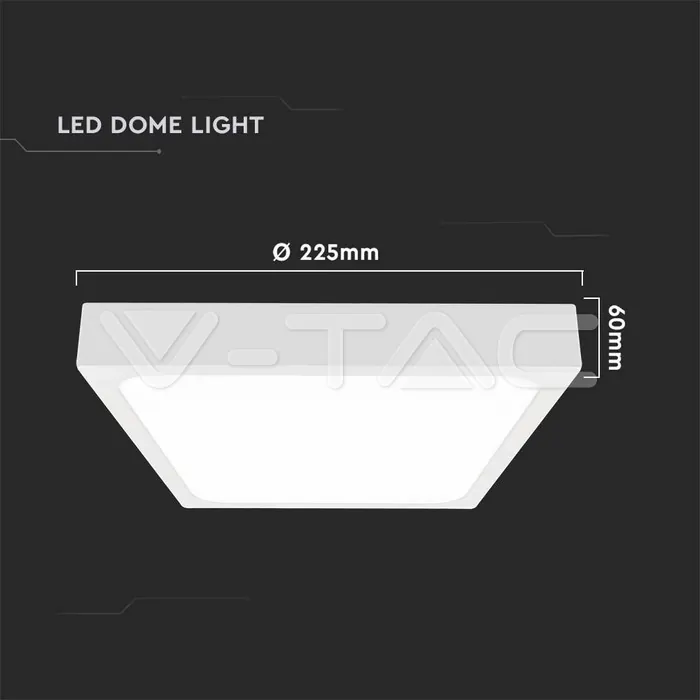V-TAC VT-7626 18W LED Плафон Квадрат Бяла Рамка 6500К IP44