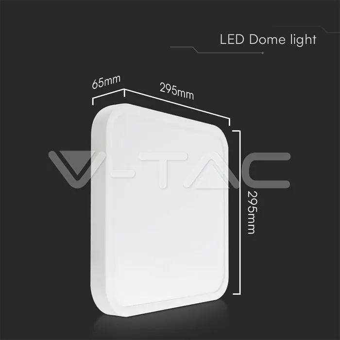 V-TAC VT-76291 24W LED Плафон Квадрат Бяла Рамка 6400К IP44