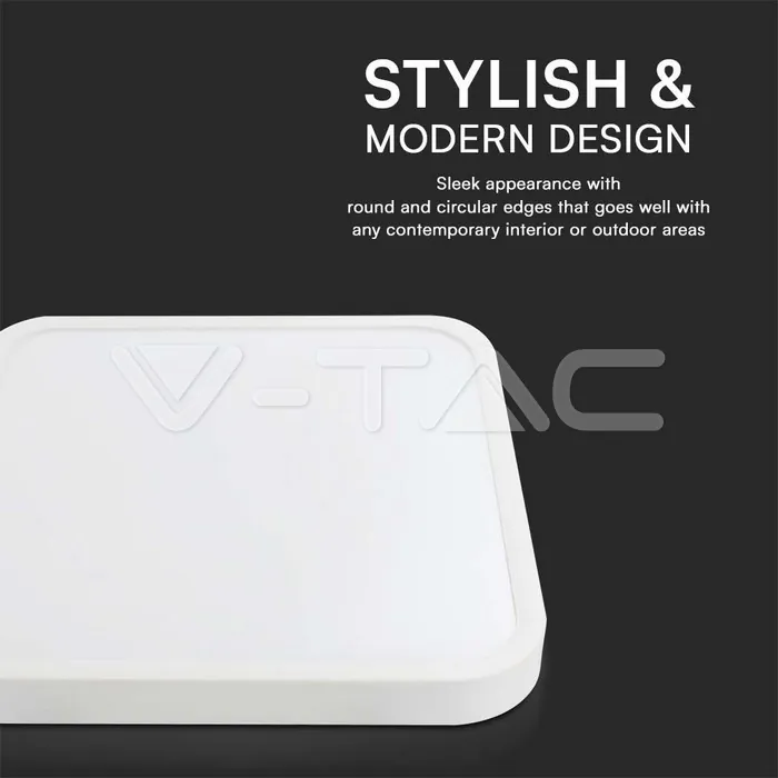 V-TAC VT-76291 24W LED Плафон Квадрат Бяла Рамка 6400К IP44