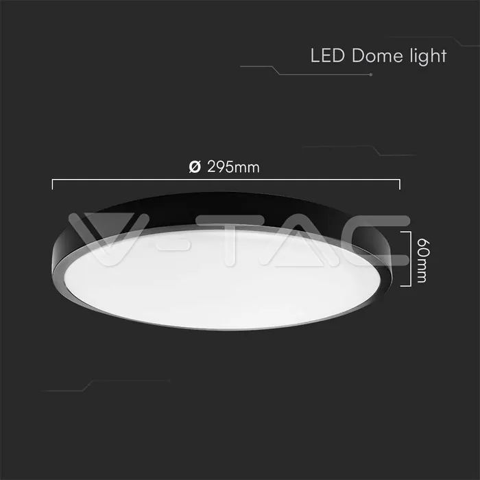 V-TAC VT-76371 24W LED Плафон Кръг Черна Рамка 4000К IP44