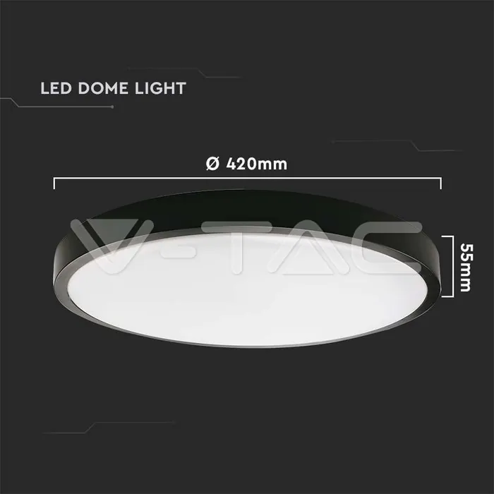 V-TAC VT-7641 30W LED Плафон Кръг Черна Рамка 6400К IP44