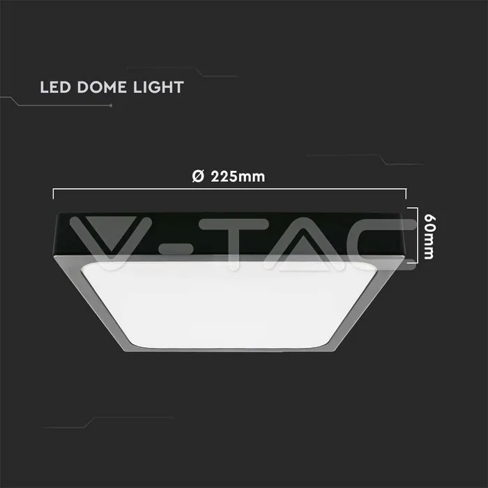 V-TAC VT-7643 18W LED Плафон Квадрат Черна Рамка 4000К IP44