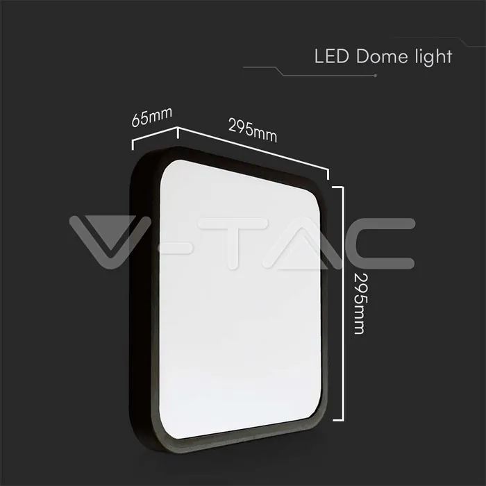 V-TAC VT-76451 24W LED Плафон Квадрат Черна Рамка 3000К IP44