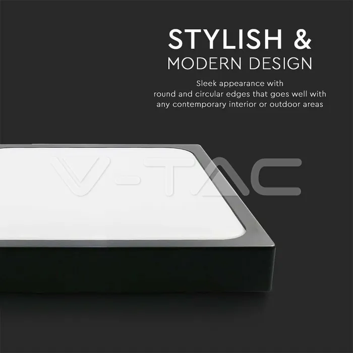 V-TAC VT-7650 30W LED Плафон Квадрат Черна Рамка 6500К IP44