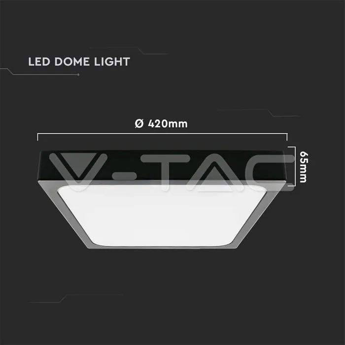 V-TAC VT-7650 30W LED Плафон Квадрат Черна Рамка 6500К IP44