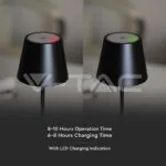 V-TAC VT-7652 2W LED Настолна Лампа 4400mA Батерия Черно Тяло IP54 3000K