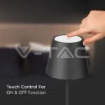 V-TAC VT-7652 2W LED Настолна Лампа 4400mA Батерия Черно Тяло IP54 3000K
